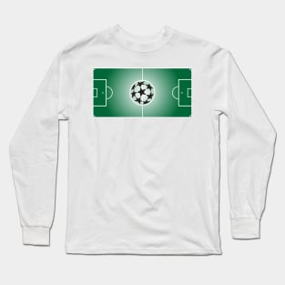 Football Field Soccer PItch Cartoon Art Style Drawing for Sports Fans Long Sleeve T-Shirt